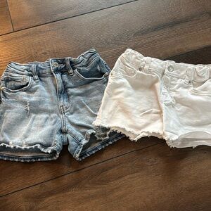 Set of 2 denim shorts for girls size 8. White and Blue